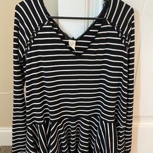 Free People Striped Peplum Top Black Size Small
